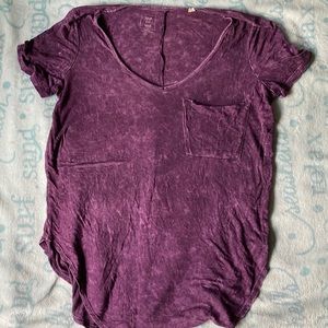 Deep Purple V Neck Tee Shirt